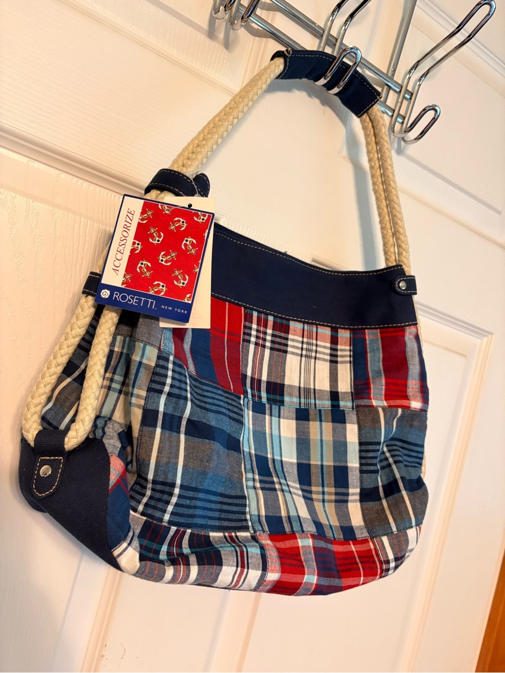 Rosetti Plaid Rope-Handle Tote